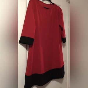 Adorable Bright Red Dress Size XL NEW Black Trim So Cute Holiday!